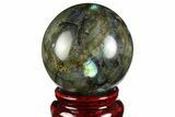 Flashy, Polished Labradorite Sphere - Great Color Play #157992-1